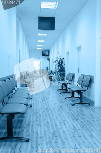 Image of Interior of Hospital in Shades of Blue