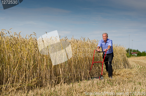 Image of Businessman and his Lawn mower