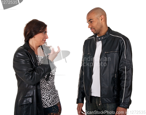 Image of Mature woman trying to seduce a young guy