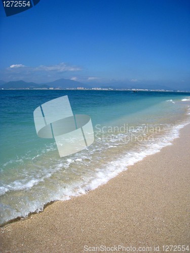 Image of Water rolling in over a sandy beach