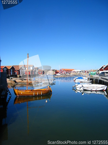 Image of Ships at the harbour in Smögen, Swedish western coast