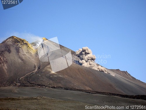 Image of Volcanic eruption with ash