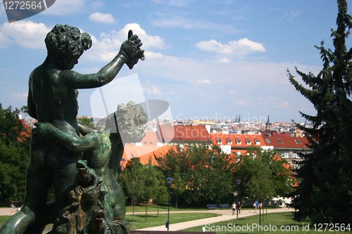 Image of Boy statues overlooking Prague