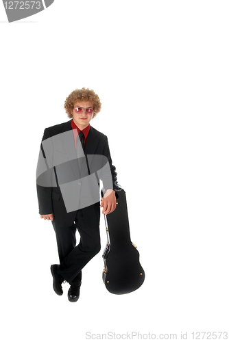 Image of Guitar Player leaning on case

