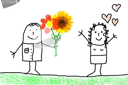 Image of love concept with flower 