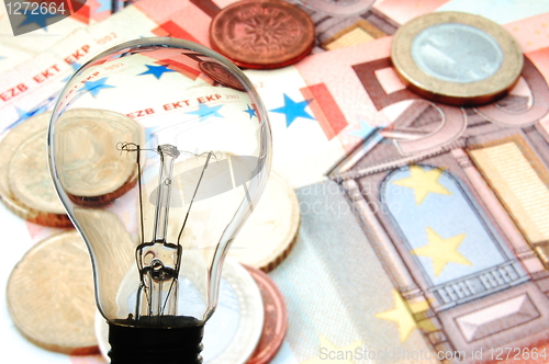 Image of bulb with business background