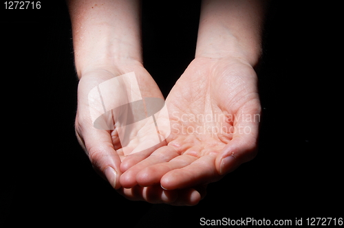 Image of empty hands on black