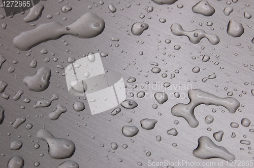 Image of water drops on metal surface