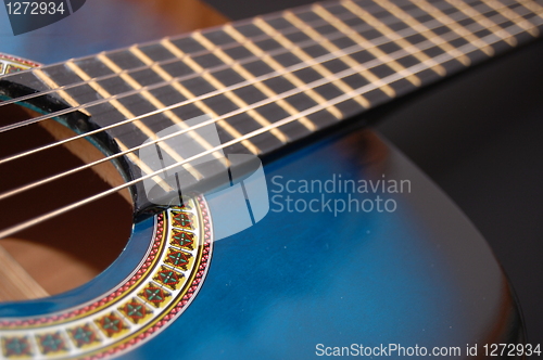 Image of blue music guitar for playing party music 