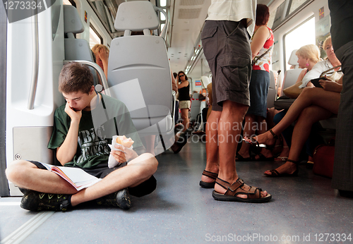 Image of A passenger on a train