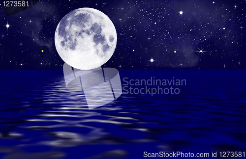 Image of   Full moon image with water