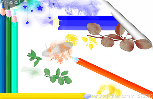 Image of  Color pencils on white background