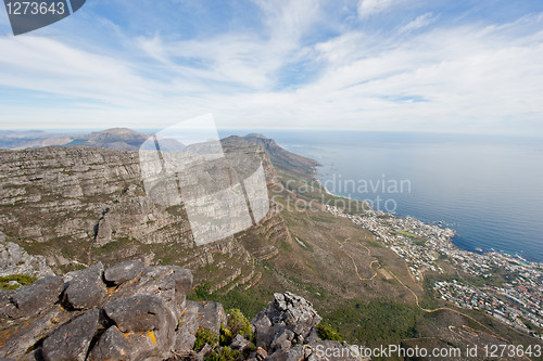 Image of Cape town as seen from the top of Table Mountain.