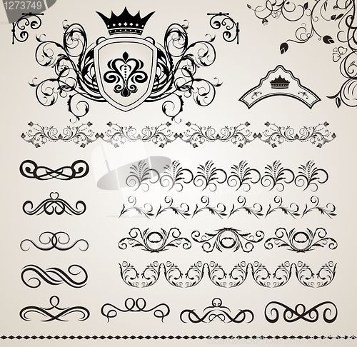 Image of set floral ornate design elements (5)