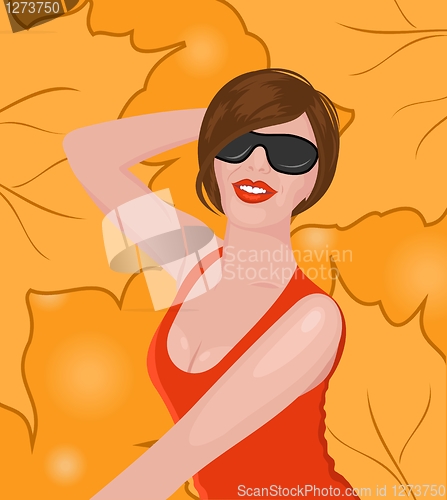 Image of pretty girl on autumn background