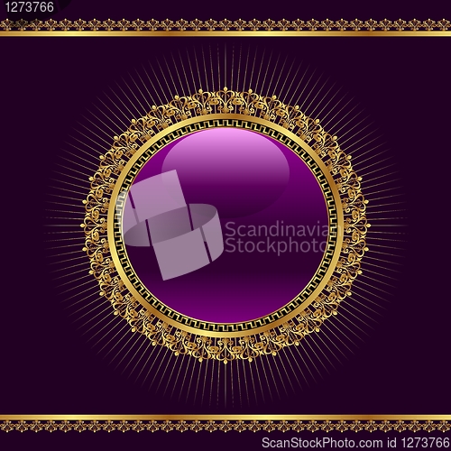 Image of golden ornamental medallion for design