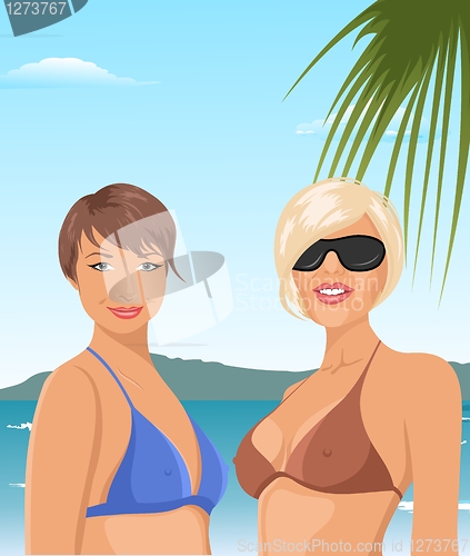 Image of two girls on the beach