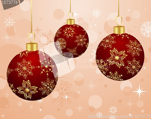 Image of Christmas background with set balls