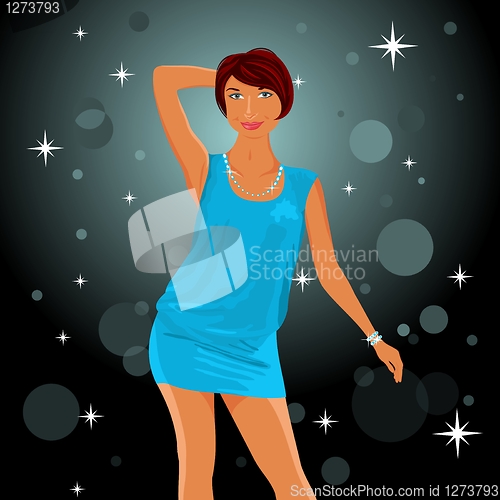 Image of cute dancing girl in dress
