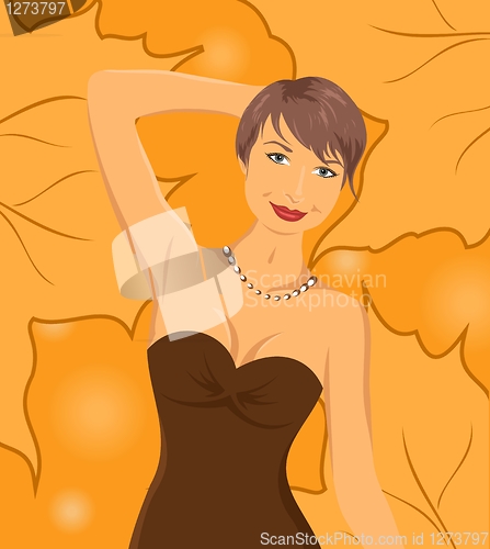 Image of smiling girl on autumn background