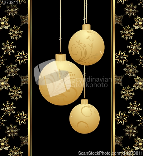 Image of cute Christmas card with gold balls