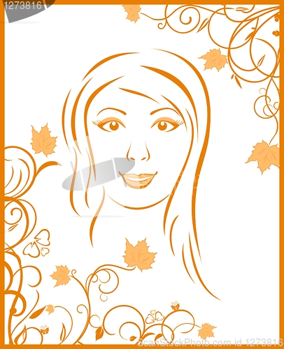Image of abstract face autumn girl portrait