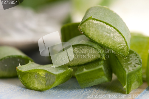 Image of aloe vera juice with fresh leaves