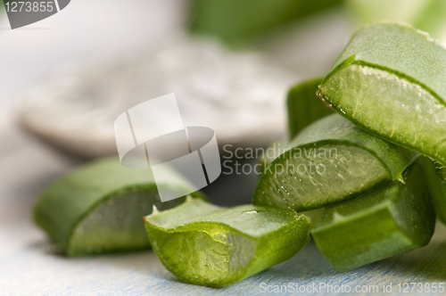 Image of aloe vera juice with fresh leaves