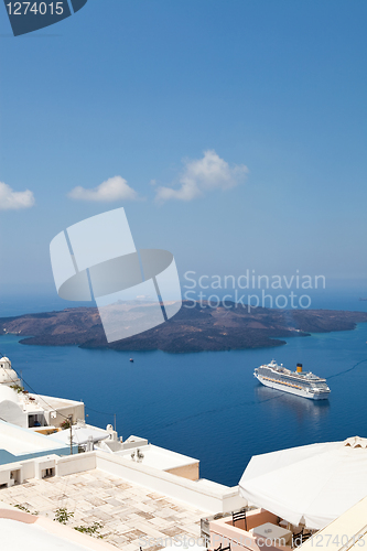 Image of Cruise ship in Santorini, Greece