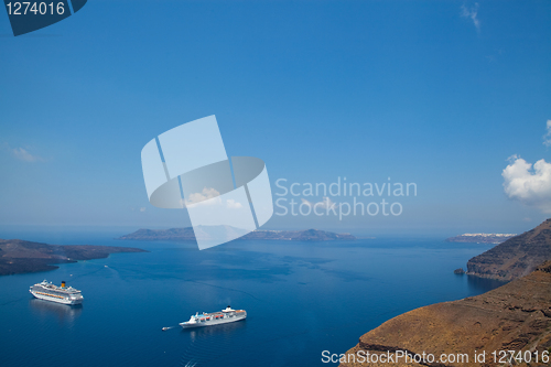 Image of Cruise ships in Santorini, Greece