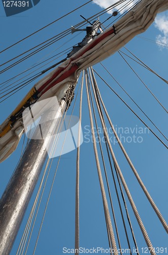 Image of mast and blue sky