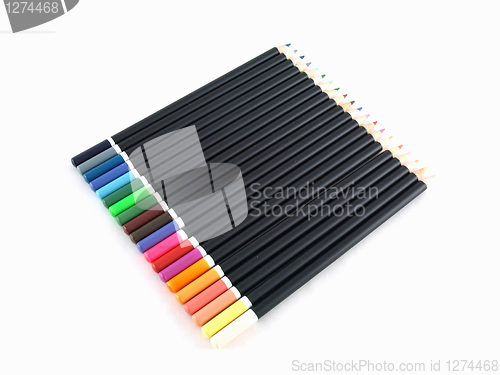 Image of Colored Pencils on White