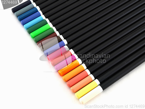Image of Colored Pencil Tops on White