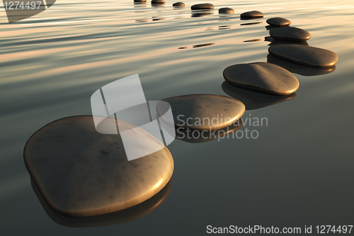 Image of step stones sunset