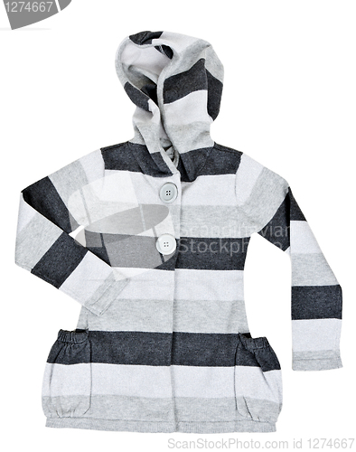 Image of children's striped sweater with a hood