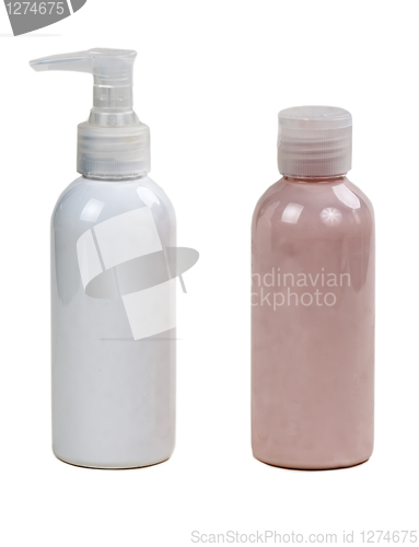 Image of two plastic bottle makeup 