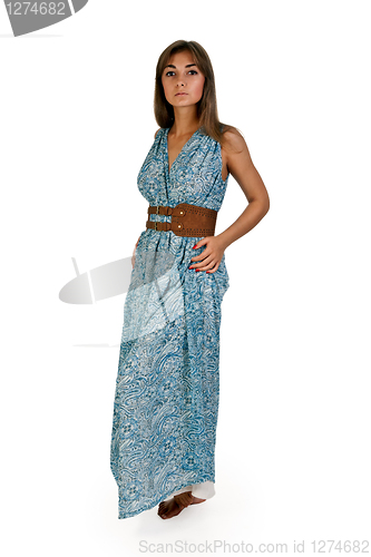 Image of beautiful girl in a long dress