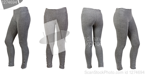Image of four gray striped leggings