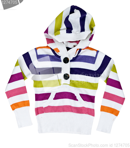 Image of children's striped sweater with a hood