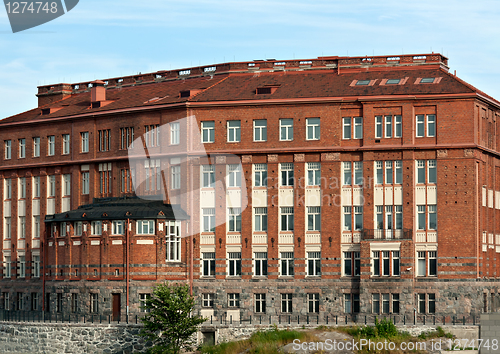 Image of Gloomy building of red brick