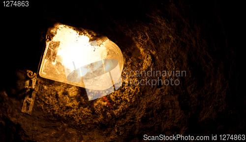 Image of Old electric light in cavern