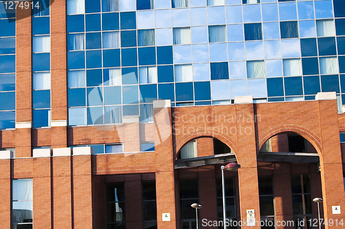 Image of Modern university in Hungary with reflecting windows