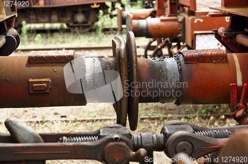 Image of A train connector with blurry background