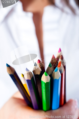 Image of Colored pencils with blurry background