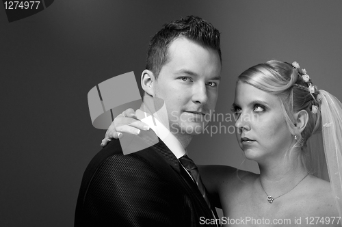 Image of Young attractive newly wed couple