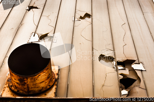 Image of Industrial background with broken glass and ventillation shaft