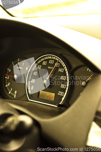 Image of Closeup of a speed meter of a car