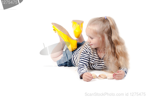 Image of Little cute girl in studio