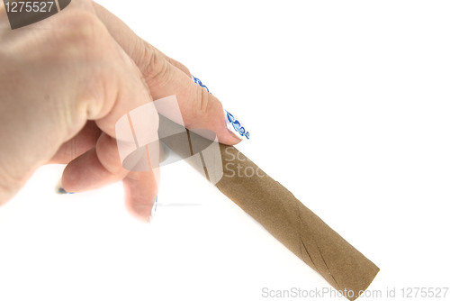 Image of A woman hand with a cigar