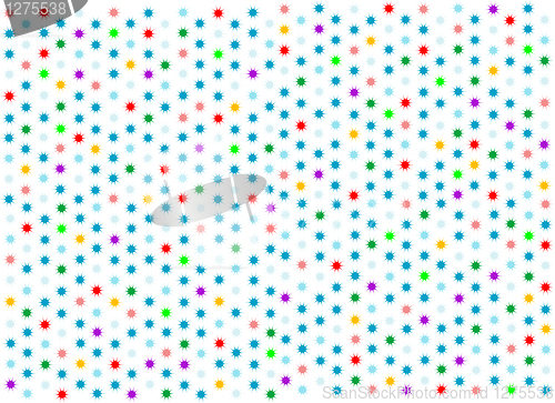Image of abstract blue background with colorful stars